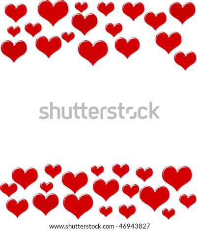 Red hearts on a white background, Love background