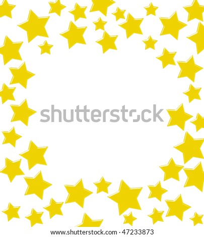 Gold stars making a border on a white background, winning gold star border