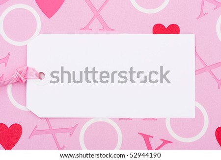 A blank tag on a heart background, blank tag
