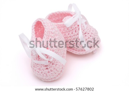 Pink Baby Booties Clipart on Photo   Pink Baby Booties Isolated On A White Background  Baby Booties