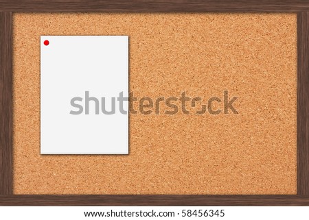 A cork bulletin board with a wooden frame, bulletin board