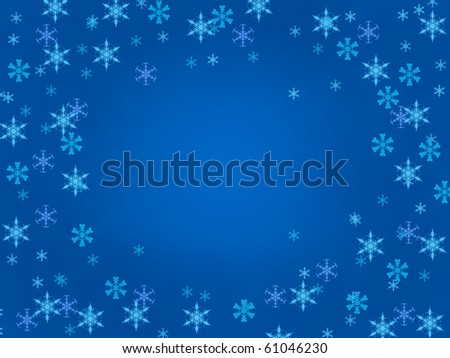 Snow and snowflakes making a holiday winter border