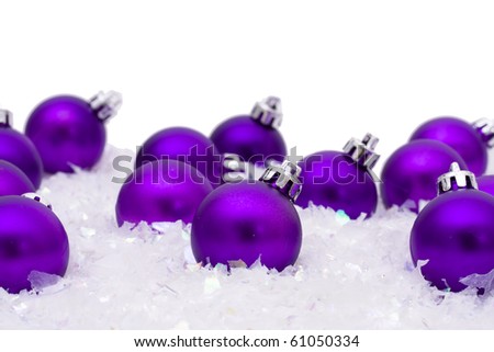 Christmas ornaments in the snow, Merry Christmas