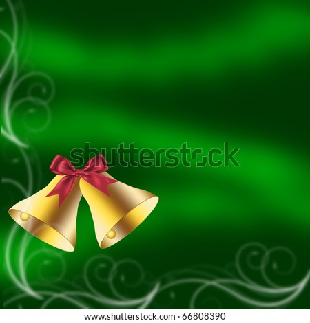 Christmas bells illustrated on a green background, christmas time