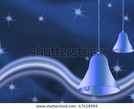 Christmas bells illustrated on a blue background, christmas time