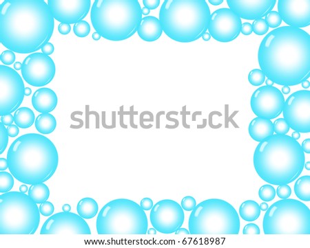 Blue bubbles on a white background, blue bubble background