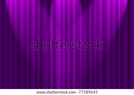 A purple textured background, stage curtain with spotlights