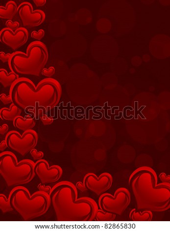 A red heart background on dark red background with copy space, romantic background