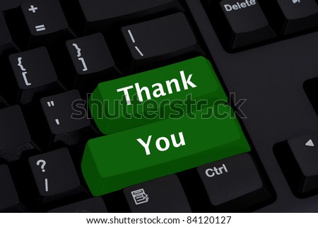 Computer keyboard key displaying word thank you, Thank you for your business