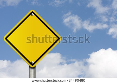 An American road warning sign with sky background and copy space for your message, Blank Warning,