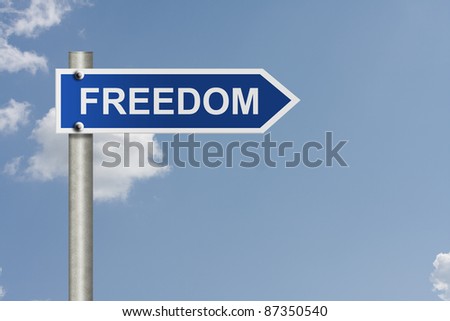 An American road sign with sky background and copy space for your message, Freedom