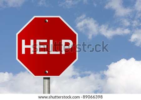 An American road stop sign with sky background and copy space for your message, Stop and help someone