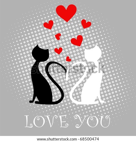 i love you cat pictures. stock vector : Love you. Cat.