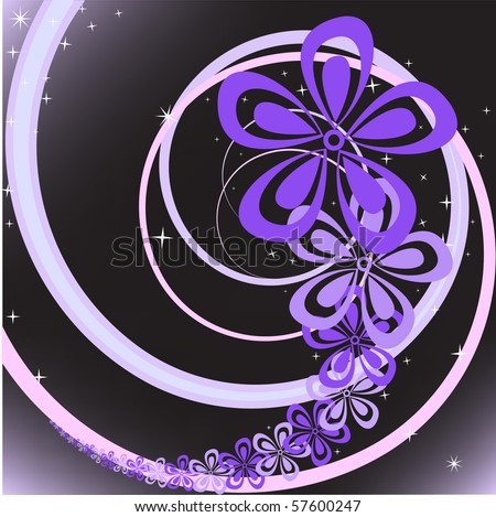 abstract black background with purple floral swirl