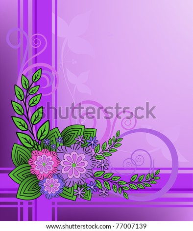 Lilac flowers on purple plaid background