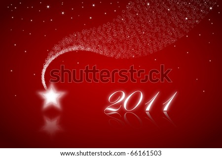 happy new year greeting card on red background