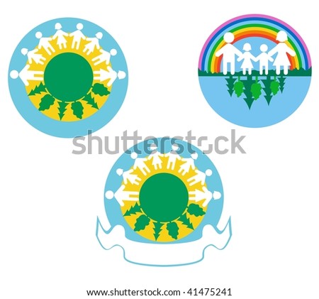 Three round emblems which symbolize nature protection.
