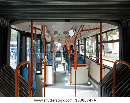 Inside of a modern articulated bus