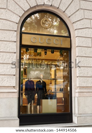 BUDAPEST - CIRCA SEPTEMBER 2012: Gucci fashion store on Andrassy street, circa September 2012 in Budapest, Hungary. Gucci, founded in 1923 in Italy, opened its first store in Hungary in 2008.