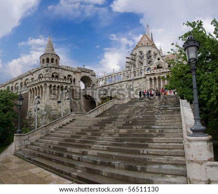 Fisherman\'s Bastion in Budapest, Hungary, after the rain