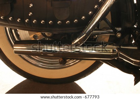 Classic Motorcycle Back End Exhaust and Tire