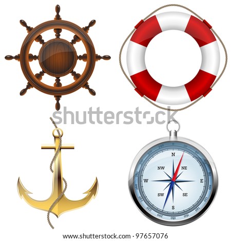 Sea symbols on a white Sea symbols on a white