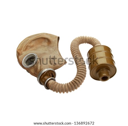old soviet type gas mask isolated on white