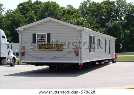 Mobile home stops in a rest area
