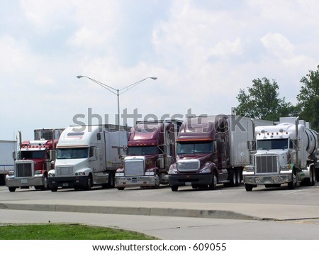 Truckers take a break at rest stop