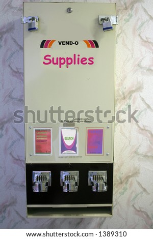 Laundry supplies by coin operated vend.  (All logos and labels have been created for this photo - no trademark or copyright material)