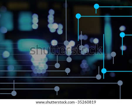Circuit abstract in blue