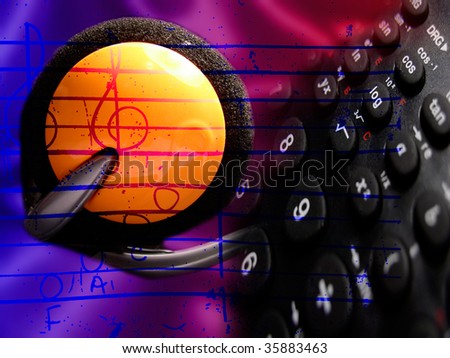 Science and music. Abstract with elements of music, science, audio