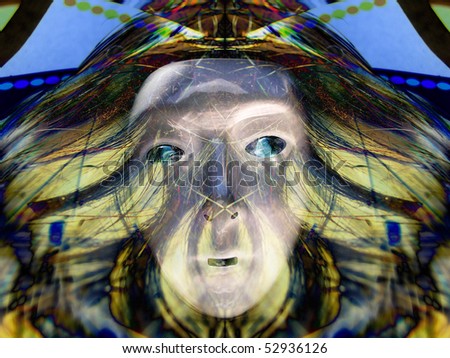 Eerie long hair face abstract composite
