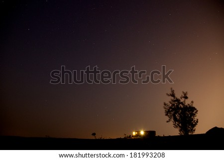 Shepherd hut at desert night Israel.