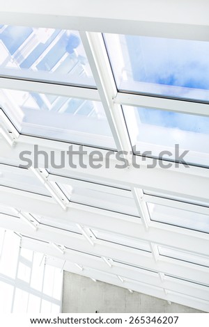 White empty modern office building interior with window shadow
