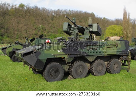 PILSEN, CZECH REPUBLIC - MAY 2, 2015: Pandur II armoured vehicle, Czech Army. Liberation festival in Pilsen.