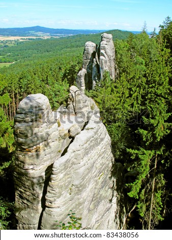 Climbing rock in Bohemian paradise, Czech republic, Central Europe. Ideal place for holidays.