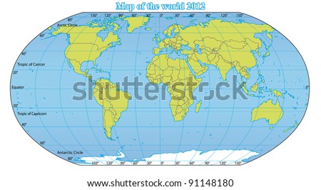 World Map 2012 including new states like South Sudan and Kosovo. Fully and easy editable