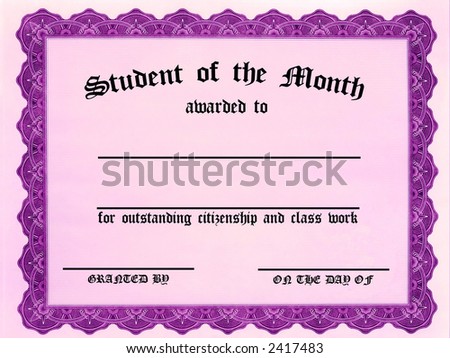 Customizable Student on the Month certificate