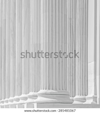 View of Greek style architectural column. (The photo is processed electronically selective illumination color and style).