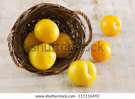 Group of plums in basket