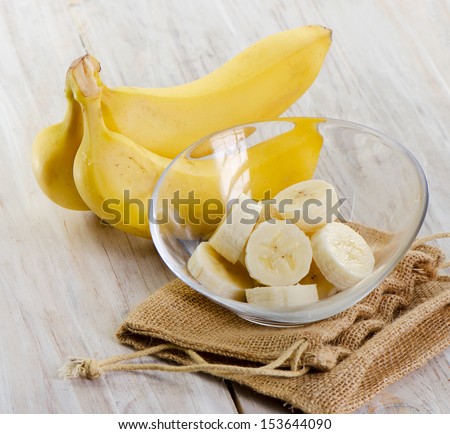Fresh Bananas On Wooden Background.Selective Focus