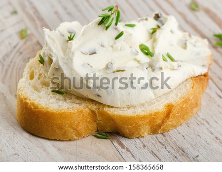 Bread With Cream Cheese. Selective Focus