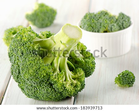 Broccoli on a wooden table. Selective focus