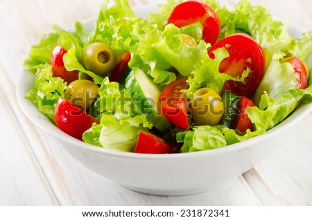Bowl of   vegetables salad. Selective focus