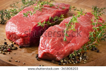 Raw beef steak. Selective focus