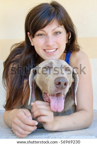 Dog and woman