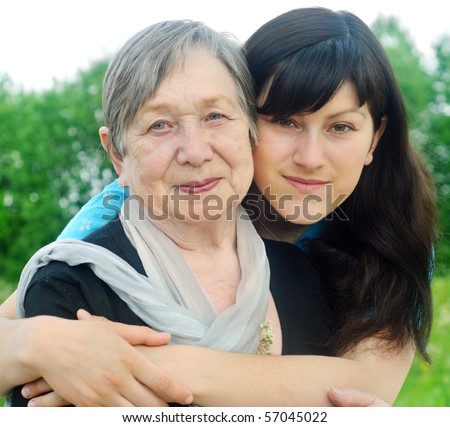Happy grandmother and granddaughter