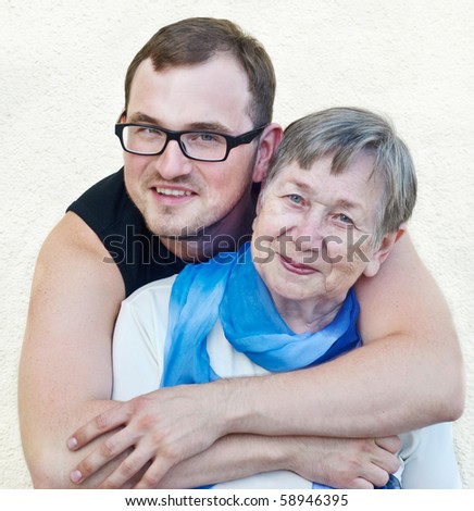 Happy grandmother and grandson