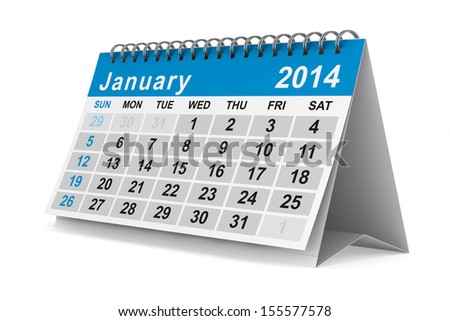 2014 year calendar January Isolated 3D image 2014 year calendar January Isolated 3D image